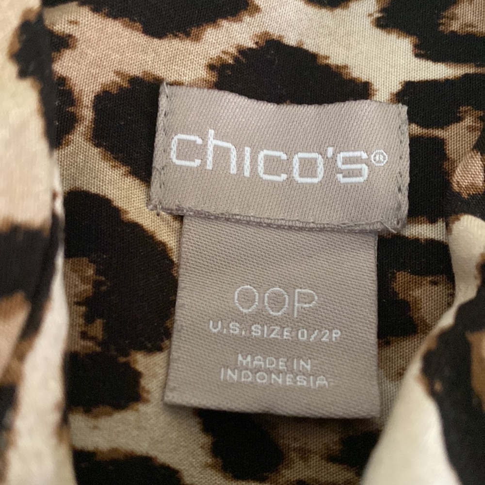 Chicos Leopard Print Button Front Long Sleeve Blo… - image 2